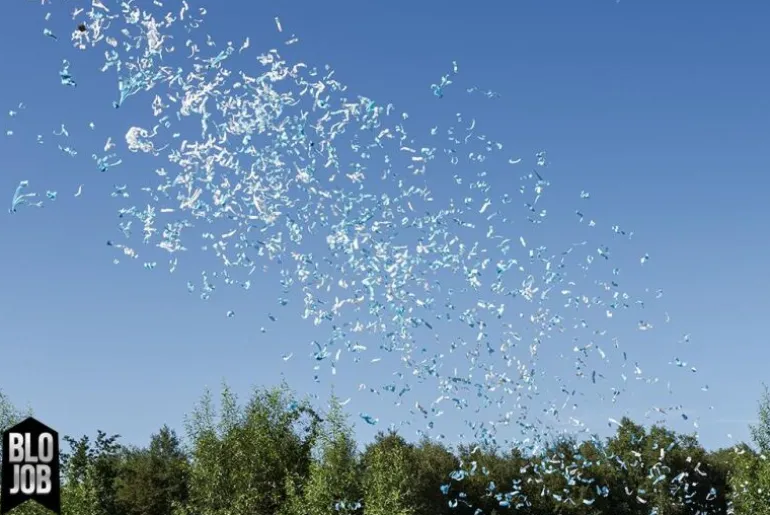 Blu(e)terguss 50cm Papierflitter blau-weiß