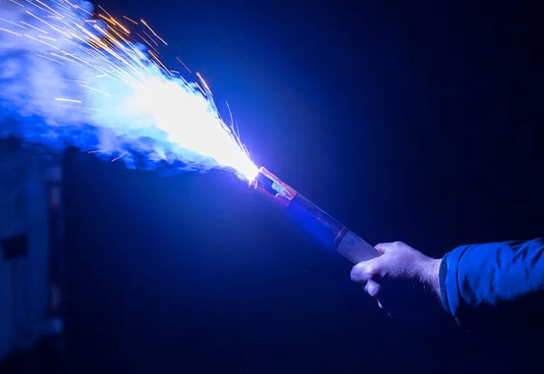 Breslauer Handfeuer blau zu rot 60s
