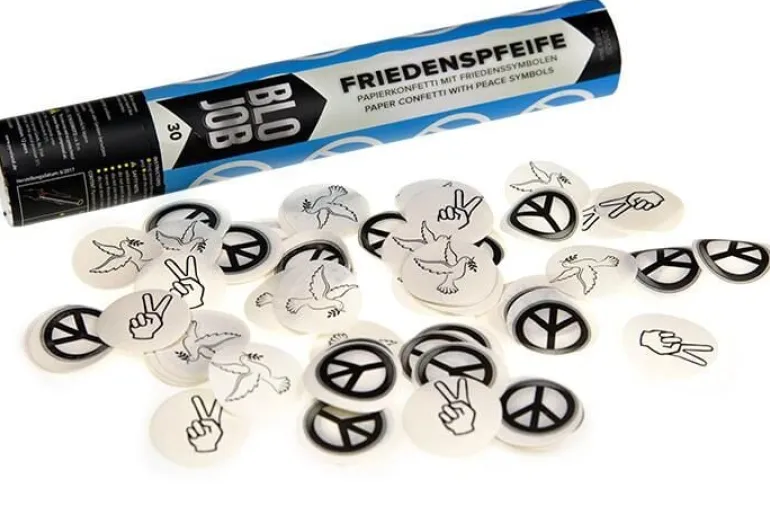 Friedenspfeife 30cm Papierflitter Friedenssymbole