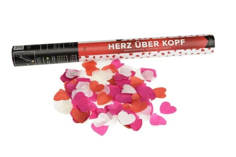 Herz über Kopf 50cm Papierflitter weiß-pink-rot Herzen