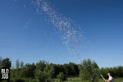 Herz über Kopf 80cm Papierflitter weiß-pink-rot Herzen
