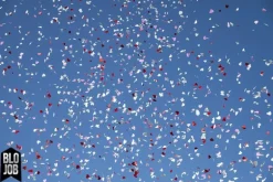Herz über Kopf 80cm Papierflitter weiß-pink-rot Herzen