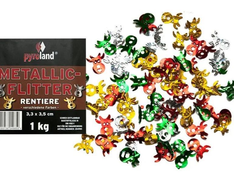 Metallic Flitter - Rentiere verschiedene Farben 1kg (Pappschachtel)