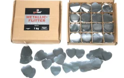 Metallic Flitter - Silberne Herzen 1kg (Pappschachtel)