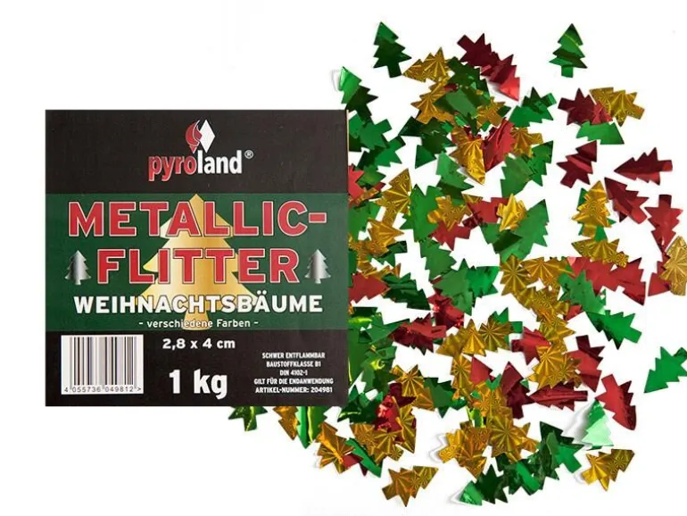 Metallic Flitter - Weihnachtsbäume verschiedene Farben (Pappschachtel)